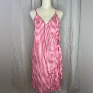 Rails Malia pink gingham print wrap tank dress